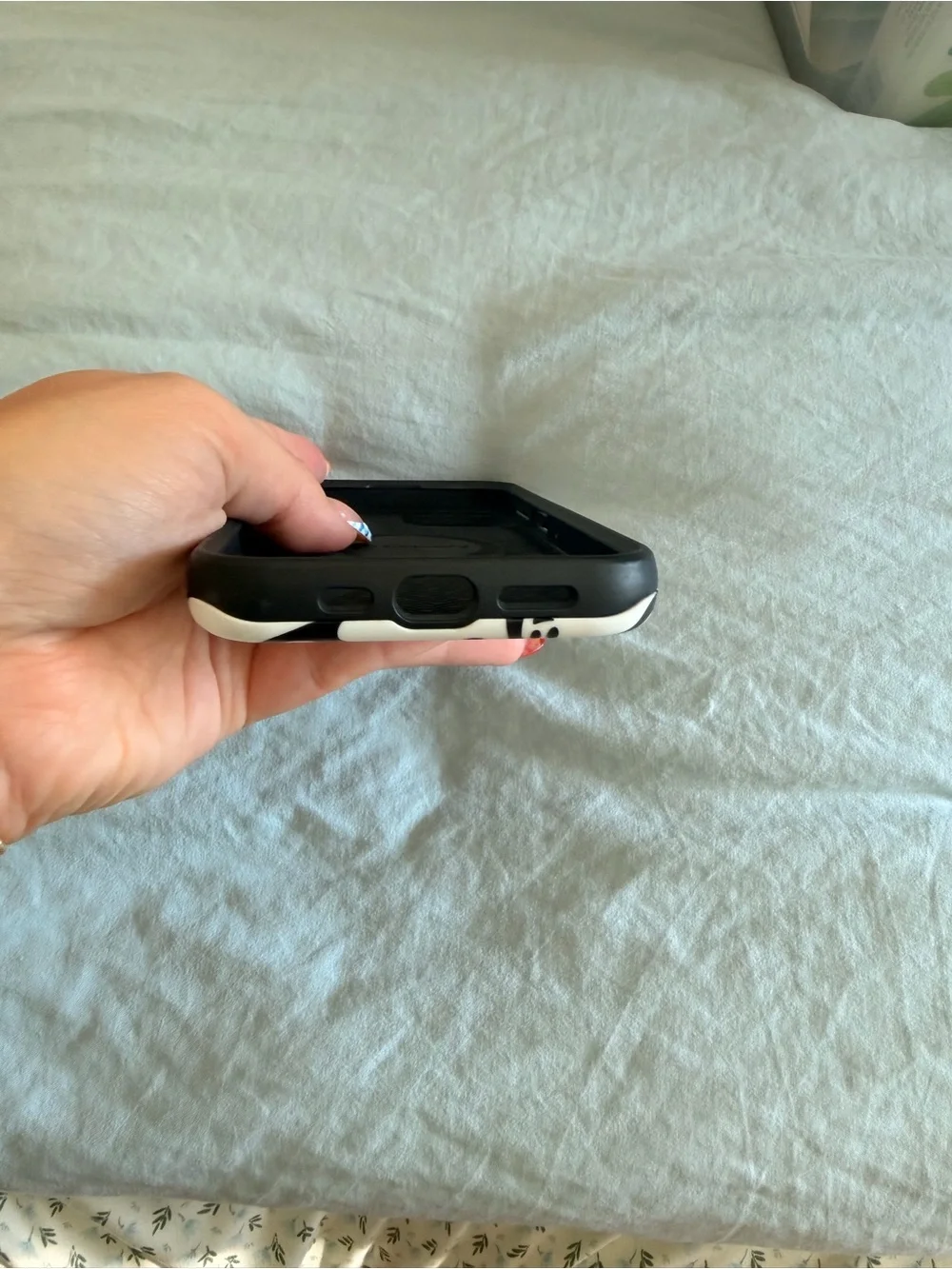 Ghost Pattern Phone Case with Built-In Ring Grip — Black & White